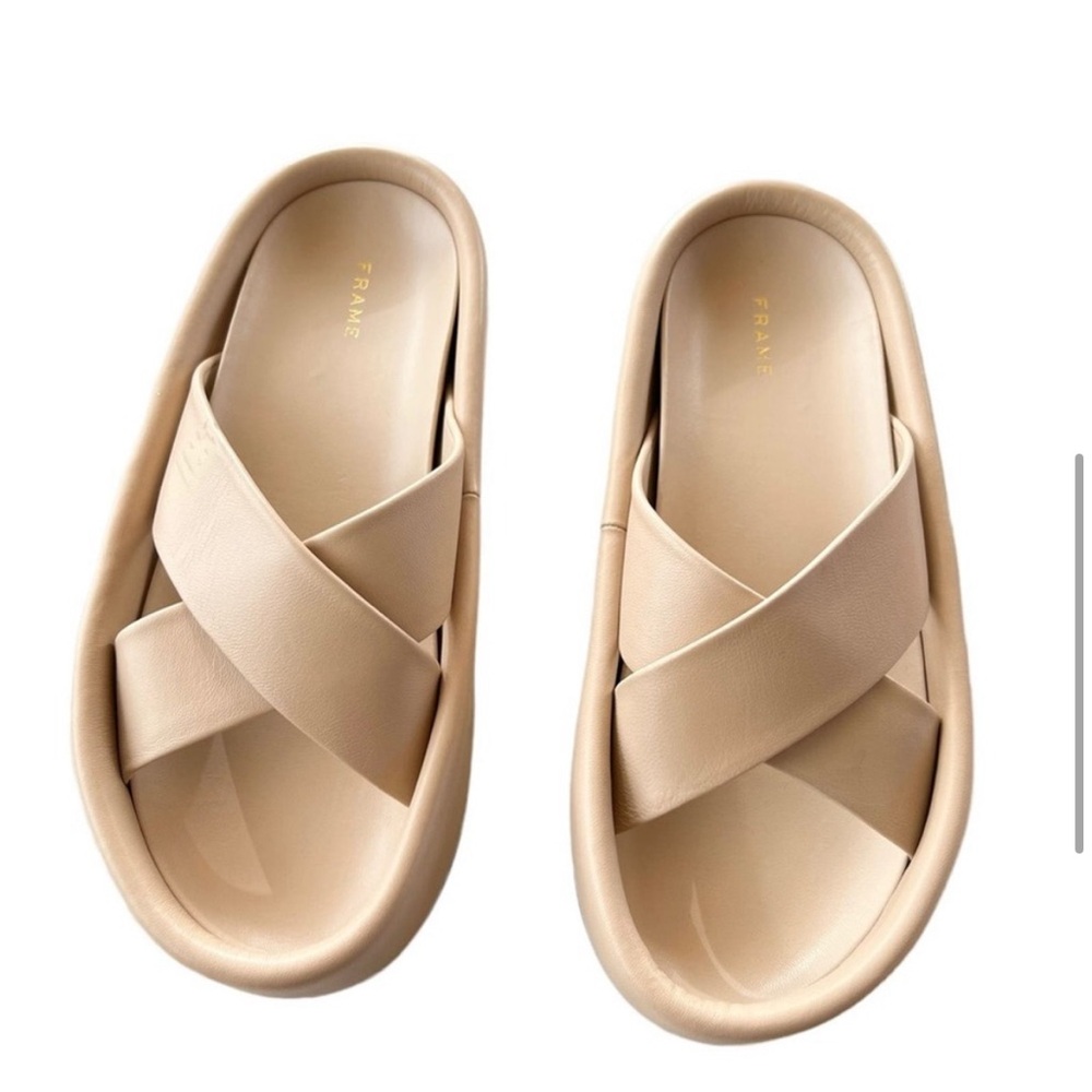 NEW Frame Le Laurel Slide Sandals In Oatmeal Sz 39.5/9